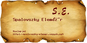 Spalovszky Elemér névjegykártya